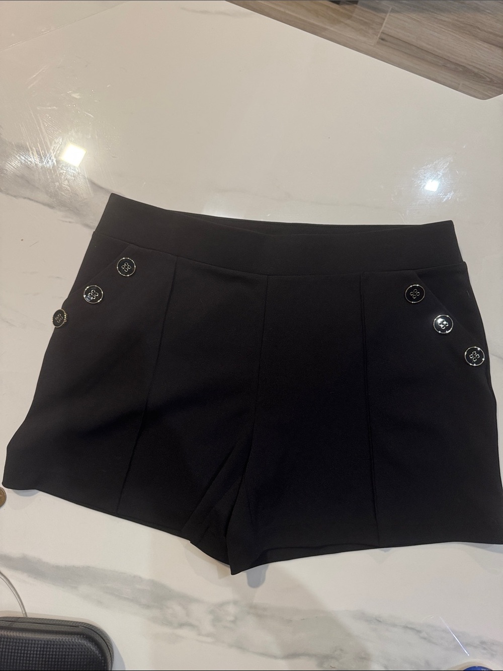 Classic NYCC Black Women's Button-Accent Shorts